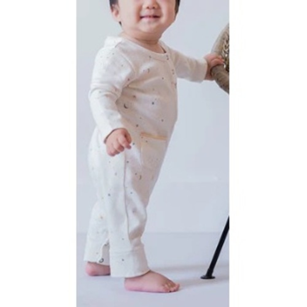 Pehr Baby Celestial Cream‎ Stars Moon Organic Cotton Romper Size 6-12 M NWT